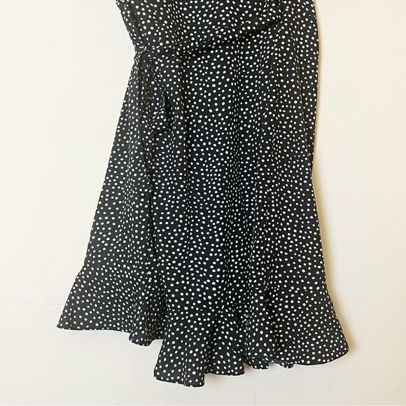 VERO MODA Black Polka Dot Henna Frill Wrap Dress, Size Small - Picture 10 of 16